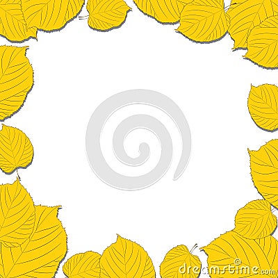 Autumn leaves frame on white dropping shadows Vector Illustration