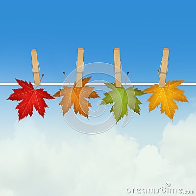 Autumn leaves hanging Stock Photo