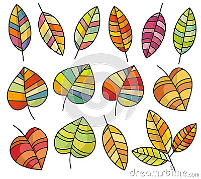 Autumn leaves. Mosaic. Set Stock Photo