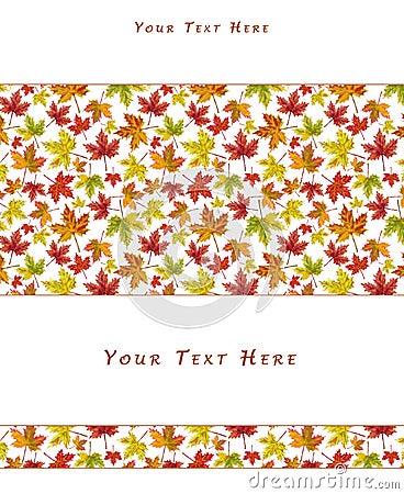 Autumn Leaves Pattern Template with Text Space. Stock Photo