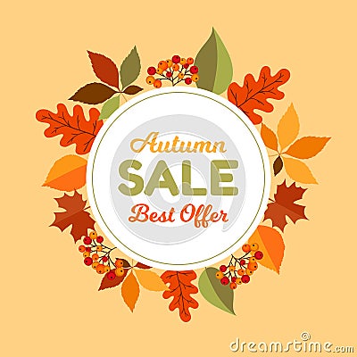 Autumn sale background layout decorate with leaves for shopping sale. Frame leaflet or web banner. Vector Illustration