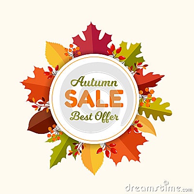 Autumn sale background layout decorate with leaves for shopping sale. Frame leaflet or web banner. Vector Illustration