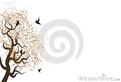 Autumn leaves scatter fall in nature with animal wildlife concept on white abstract background textured Vector Illustration