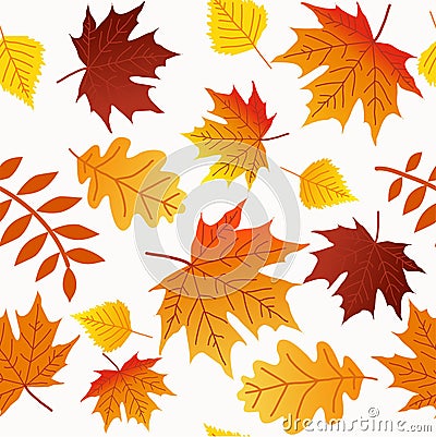 Autumn Leaves Seamless Pattern Fall Colorful Maple Leaves Repeat Pattern for Textile Design, Fabric Printing, Stationary, Packagin Stock Photo