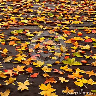 1120 Autumn Leaves: A serene and picturesque background featuring falling autumn leaves in warm and vibrant colors that create a Stock Photo
