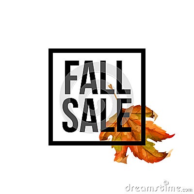 Autumn leaves. Watercolor texture. Fall leaf. Sale lettering design. Vector illustration EPS10 Vector Illustration