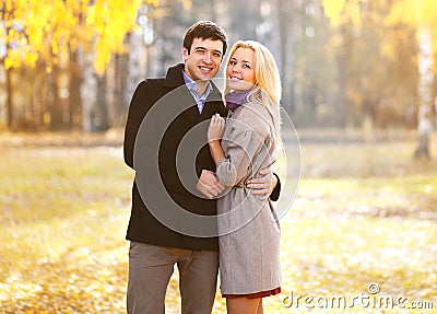 Autumn, love, relationships and people concept - beautiful couple Stock Photo