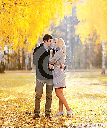 Autumn, love, relationships and people concept - lovely couple Stock Photo