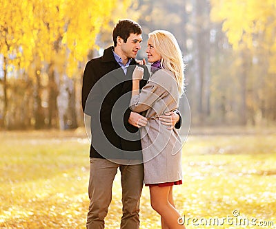 Autumn, love, relationships and people concept - lovely couple Stock Photo