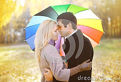 Autumn, love, relationships and people concept - sensual couple Stock Photo