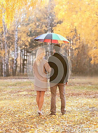 Autumn, love, relationships and people concept - young couple Stock Photo