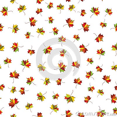 Autumn maple colorful leave. Welcome to school vector Seamless pattern for cushion, pillow, bandanna, kerchief, shawl fabric print Vector Illustration