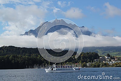 Low fog on Lake Lucerne Editorial Stock Photo
