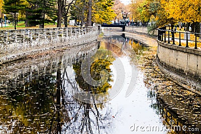 Autumn Montreal Lachine Canal Landscape Stock Photo
