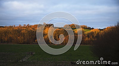 Autumn morning above hill country South Limburg. Stock Photo