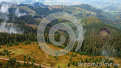 Autumn mountains. Colorful autumn landscape. Carpathian mountains. Drone photography Stock Photo