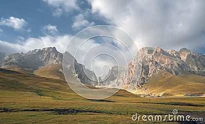 An autumn mountains of Kyrgyzstan. Aksai valley, Naryn region Stock Photo