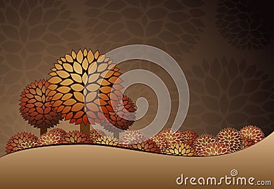 Autumn night landscape. Vector Illustration