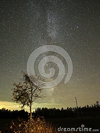 Autumn night sky stars and milky way observing Stock Photo