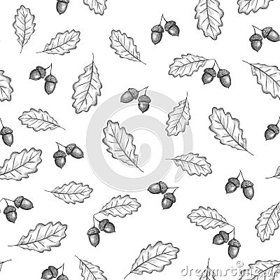 Autumn oak leaves seamless pattern Stock Photo