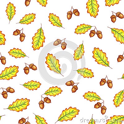 Autumn oak leaves seamless pattern Stock Photo