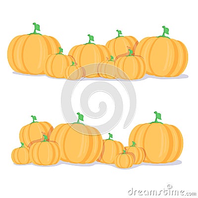 Autumn orange pumpkins border design template for banners and thanksgiving day backgrounds. Stock Photo