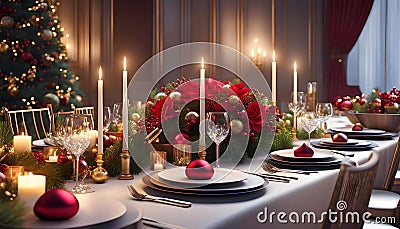 Autumn outdoor banquet table, autumn harvest season, holiday party, Cartoon Illustration