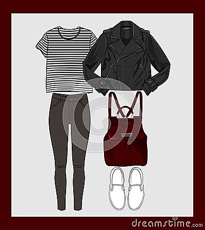 Autumn outfit illustration Cartoon Illustration