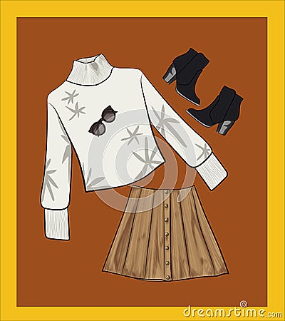 Autumn outfit illustration Cartoon Illustration