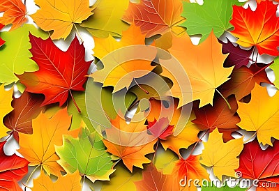 Autumn painting, Autumn maple leaves Stock Photo