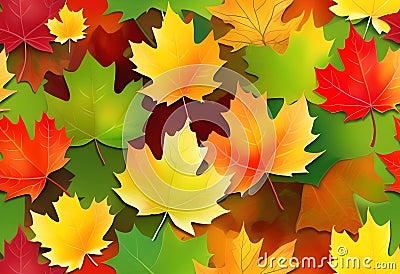 Autumn painting, Autumn maple leaves Stock Photo