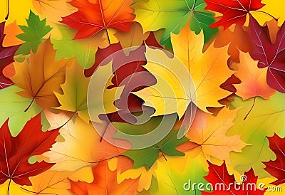 Autumn painting, Autumn maple leaves Stock Photo