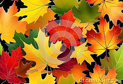 Autumn painting, Autumn maple leaves Stock Photo