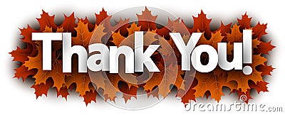 Autumn thank you sign with orange maple leaves Vector Illustration