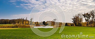 Autumn park, trees with colorful foliage, panorama Stock Photo