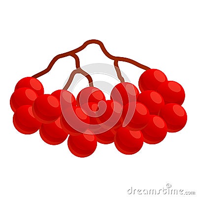 Autumn party red rowan icon, cartoon style Vector Illustration