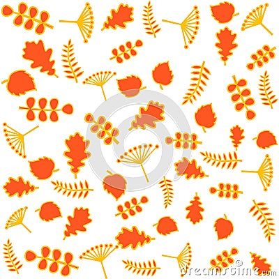 Autumn pattern with leaves. Vector background. Vector Illustration