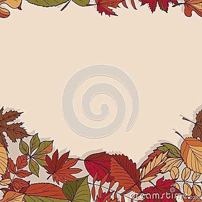 Autumn pattern. Pattern of autumn leaves. Red, yellow and green leaves of forest trees. Seamless Border. Use as a background of t Stock Photo