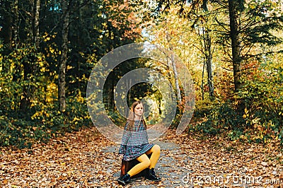 Autumn portrait of pretty young girl Stock Photo