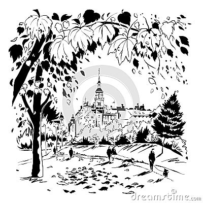 Autumn Poznan, Poland Vector Illustration