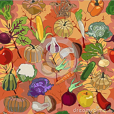 Autumn products pattern Vector Illustration