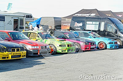 Autumn racing modified car drifting in Norway Editorial Stock Photo