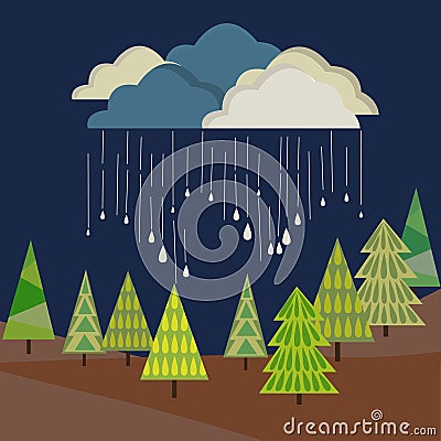 Autumn rain from cloud Vector Illustration