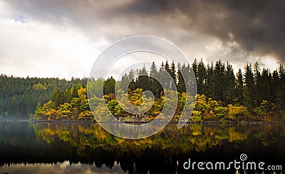 Autumn Reflections on Loch Ard Stock Photo