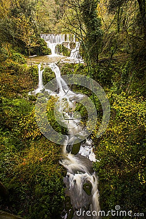 Autumn river in Can Batlle, La Garrotxa, Spain Stock Photo