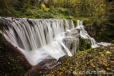 Autumn river in Can Batlle, La Garrotxa, Spain Stock Photo