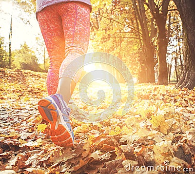 Autumn runner legs close up image Stock Photo