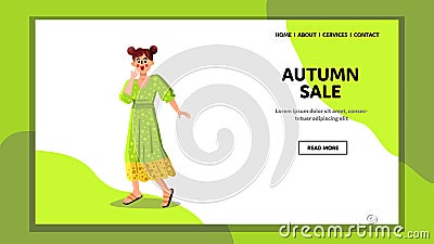 Autumn Sale Amazed Woman Saw Low Price Vector Vector Illustration