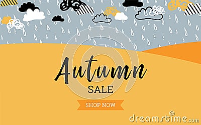 Autumn sale background banner for shopping sale or promo poster and frame leaflet or web banner. Vector illustration Vector Illustration