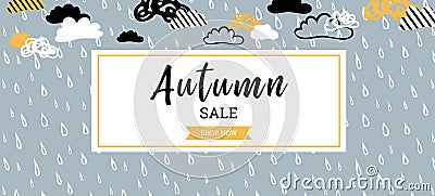 Autumn sale background banner for shopping sale or promo poster and frame leaflet or web banner. Vector illustration Vector Illustration
